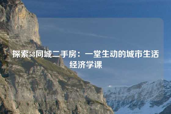 探索58同城二手房：一堂生动的城市生活经济学课