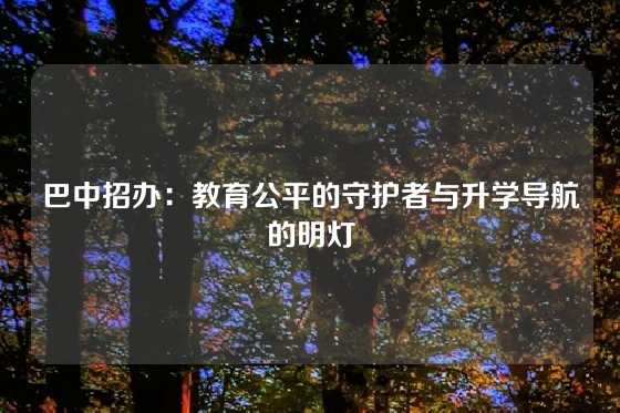 巴中招办：教育公平的守护者与升学导航的明灯