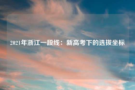 2021年浙江一段线：新高考下的选拔坐标