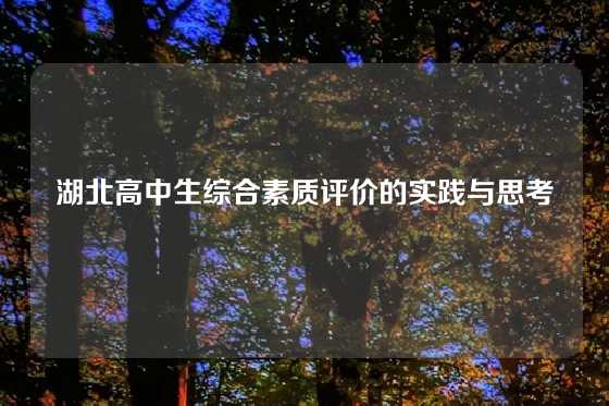 湖北高中生综合素质评价的实践与思考