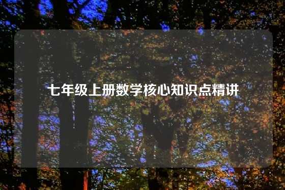 七年级上册数学核心知识点精讲