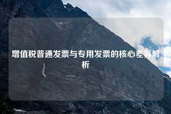 增值税普通发票与专用发票的核心差异解析