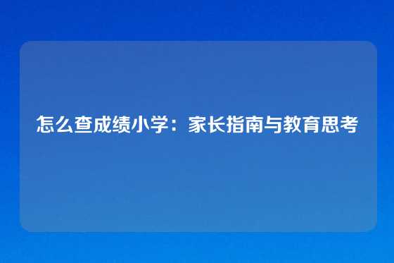 怎么查成绩小学：家长指南与教育思考