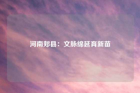 河南郏县：文脉绵延育新苗