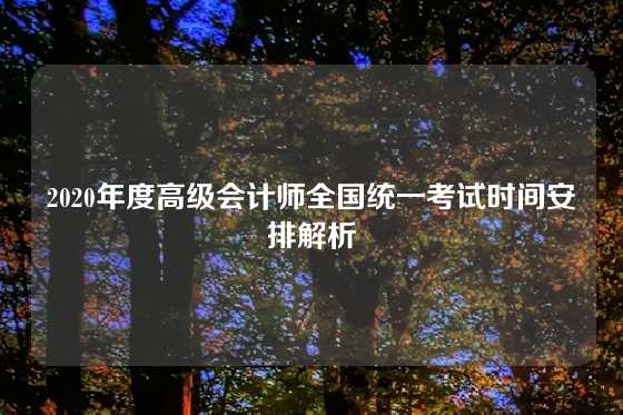 2020年度高级会计师全国统一考试时间安排解析