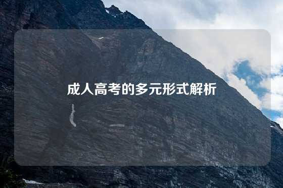 成人高考的多元形式解析