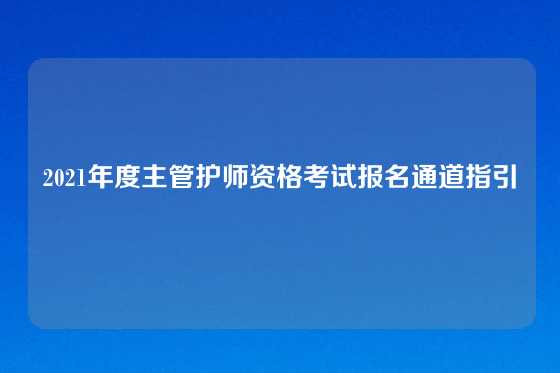 2021年度主管护师资格考试报名通道指引