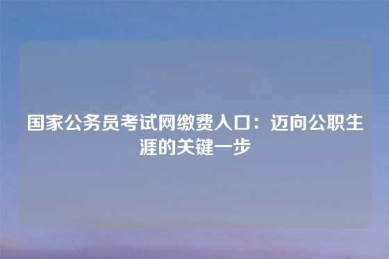 国家公务员考试网缴费入口：迈向公职生涯的关键一步