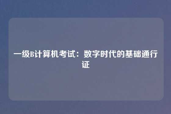 一级B计算机考试:数字时代的基础通行证