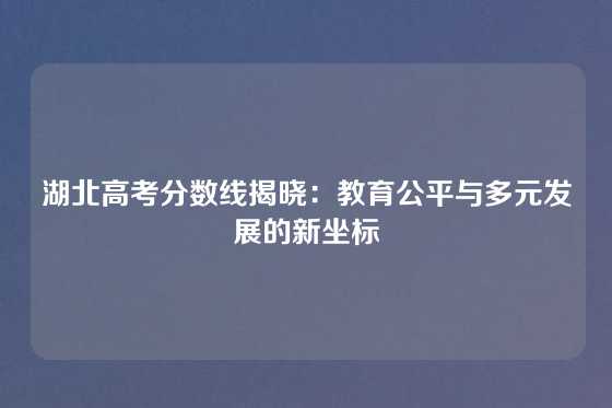 湖北高考分数线揭晓:教育公平与多元发展的新坐标