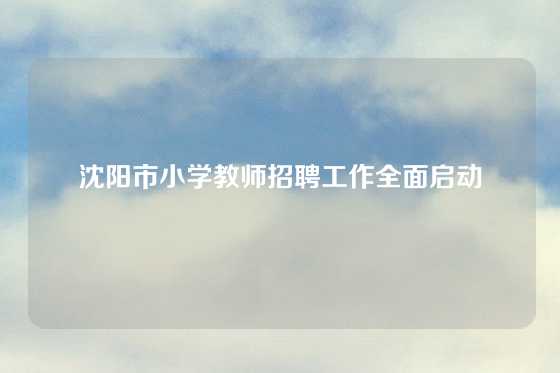 沈阳市小学教师招聘工作全面启动