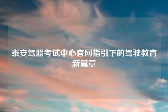 泰安驾照考试中心官网指引下的驾驶教育新篇章