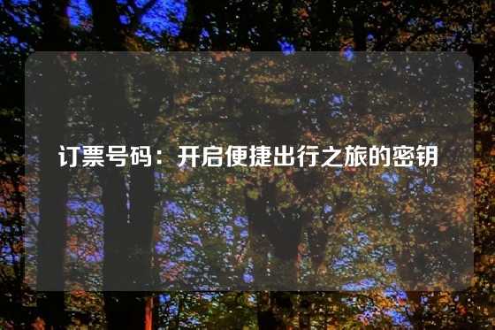 订票号码：开启便捷出行之旅的密钥